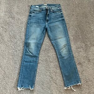 MOTHER Mid-Rise Dazzler Ankle Fray Jeans